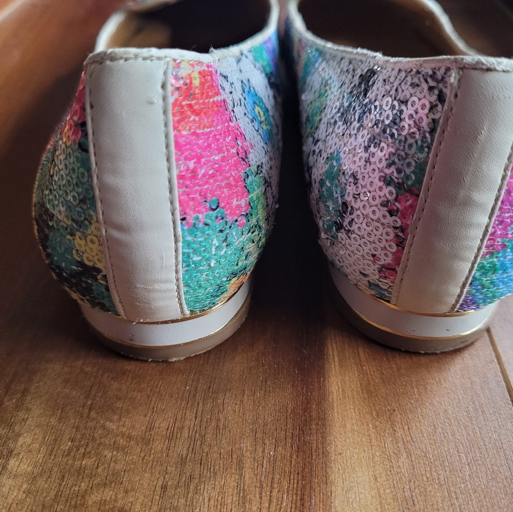 DV by Dolce Vita Hanna Botanical Sequin Loafers Multicolor Sparkle Flats Size 8. - Picture 4 of 10